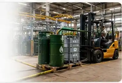 Used oil drums at a commercial industrial site