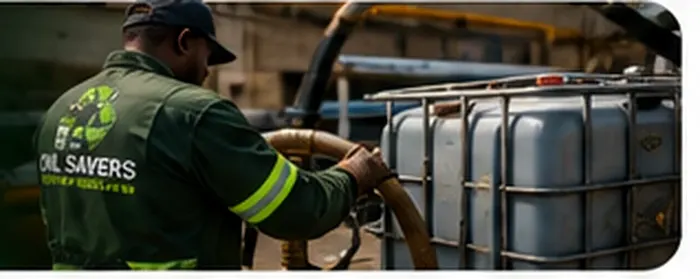 Oil Savers team member handling a used oil collection